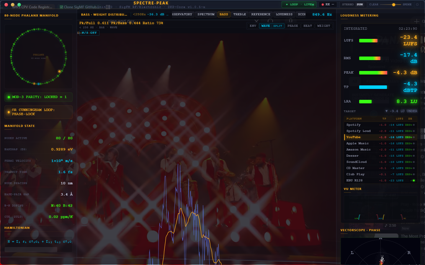 SPECTRE-PEAK BASS · WAVE SPLIT see-thru overlay